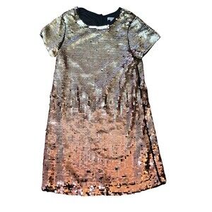 Girls Primark Gold and Pink Ombré Sequined Dress Size 6-7  Lined